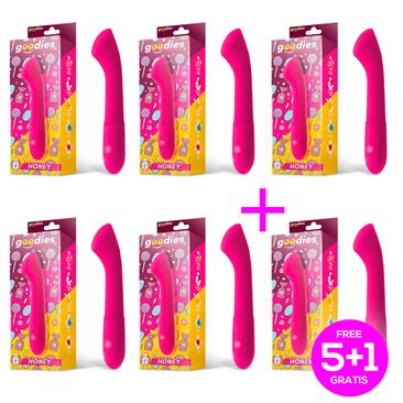 Pack 5+1 Honey Fuchsia Vibrator USB Silicone