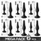 Pack 5+1 Trophy Anal Plug 15 cm. Silicone Black