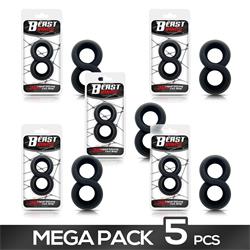 Pack 4 + 1 20 mm Black Liquid Silicone Cock Ring