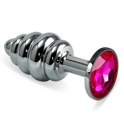 Silver Spiral Plug-Fuchsia