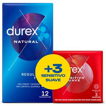 Durex Pack Natural 12ud + Sensitivo Suave 3u CL12