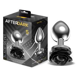 Silver Anal Plug with Black Rose S