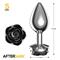 Silver Anal Plug with Black Rose S