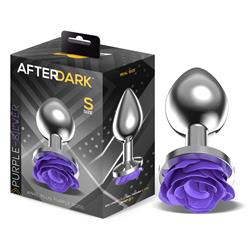 Silver Anal Plug with Purple Rose S