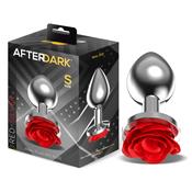 Metal Anal Plug with Red Rose Base - Size S