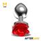 Silver Anal Plug with Red Rose M