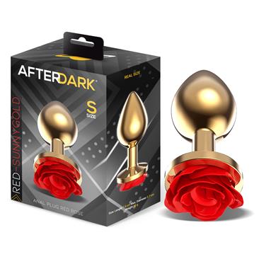 Gold Anal Plug with Red Rose S