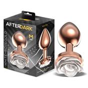 Rosegold Metal Anal Plug with White Rose Base - Size M