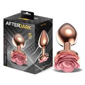 Rosegold Metal Anal Plug with Pink Rose Base - Size S