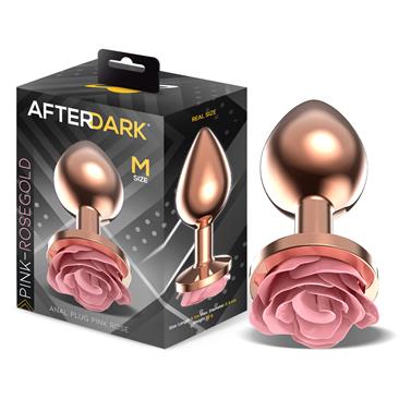 Rose Gold Anal Plug with Pink Rose M