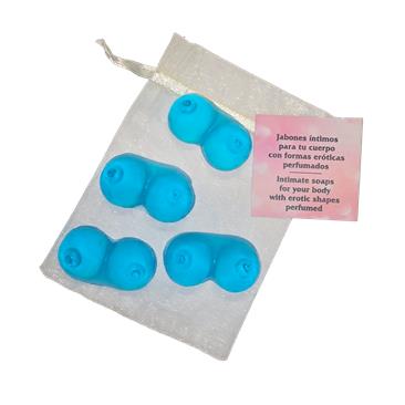 4 Mini Jabones Tetas Azules