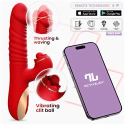 Ascen Thrusting & Waving Vibrator with App Red USB