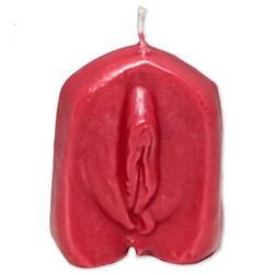 Red vagina-shaped candle