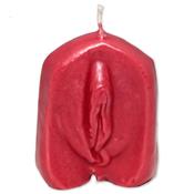 Red vagina-shaped candle