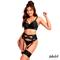 Audrey Bra +Garter Belt+Panties+Leg Ring Black S-M