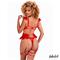 Natalie Bra+Garter Belt+Panties+Leg Ring Red S-M