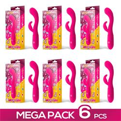 Pack de 6 Cakey Fuchsia Vibrator USB Silicone