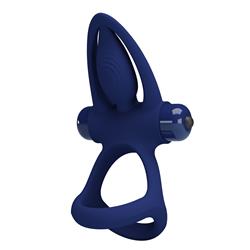 Vibrating Cock & Balls Ring Blue Silicone Clave 70