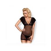 821-CHE-1 Chemise and Thong Black