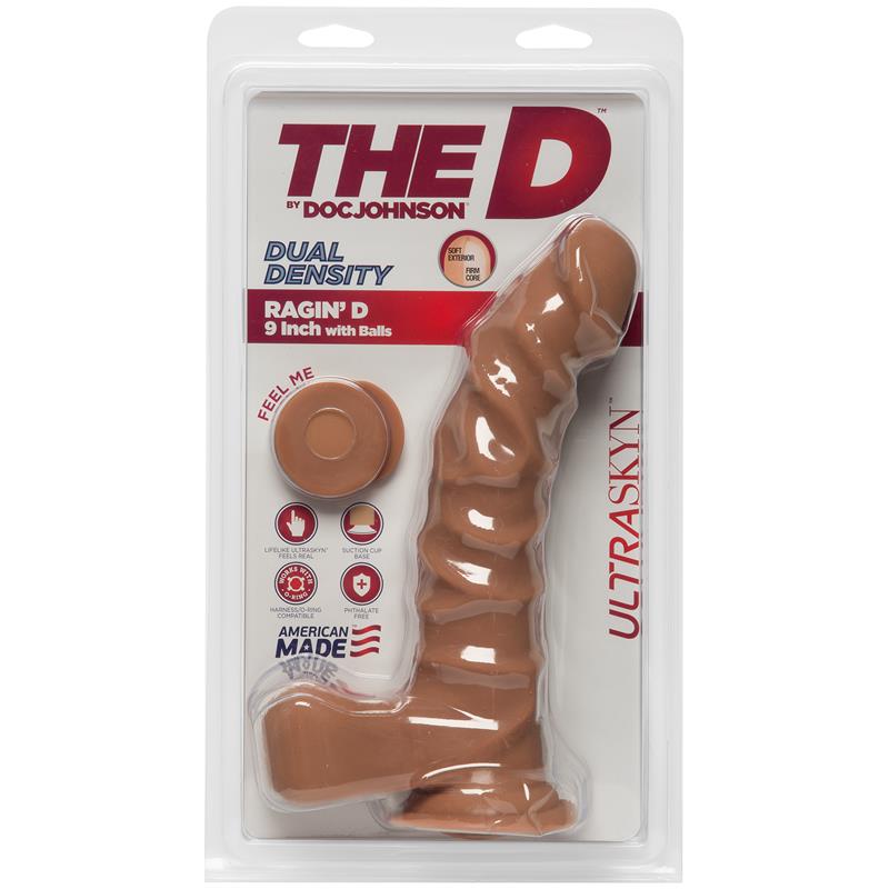 Dildo Dual Density RaginD con Testículos 9 Caramel